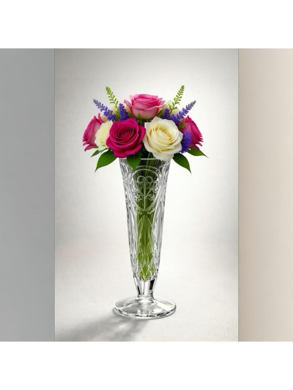 Vintage Cut Crystal Fluted Flower Vase - Elegant Clear Glass Art